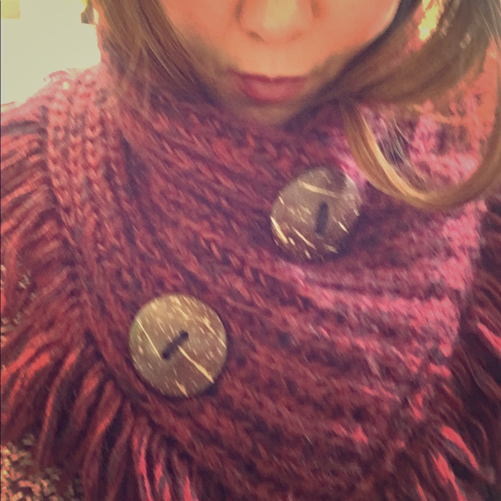 Infinity chunky maroon scarf.  Cozy and warm!